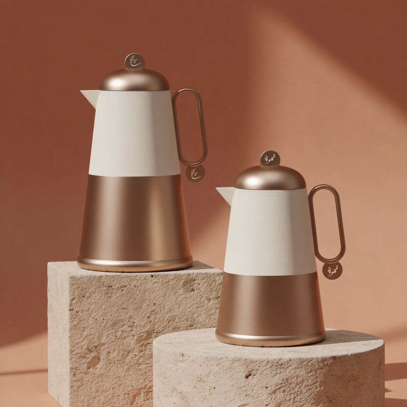 طقم ترمس قهوة وشاي لونارا - هيكل ناعم الملمس مع لمسات من الفولاذ المقاوم للصدأ (0.7 لتر + 1.0 لتر)